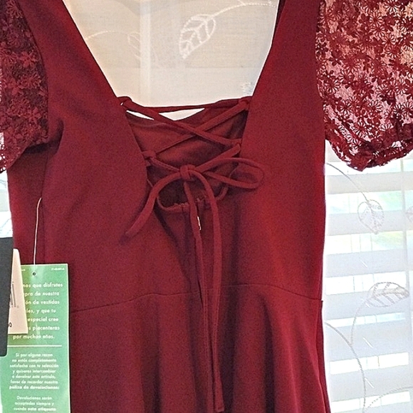 City Triangles Jr. Girl Mini Deep Ruby Dress With Short Lace Sleeves, S: 3 NWT - Picture 14 of 15